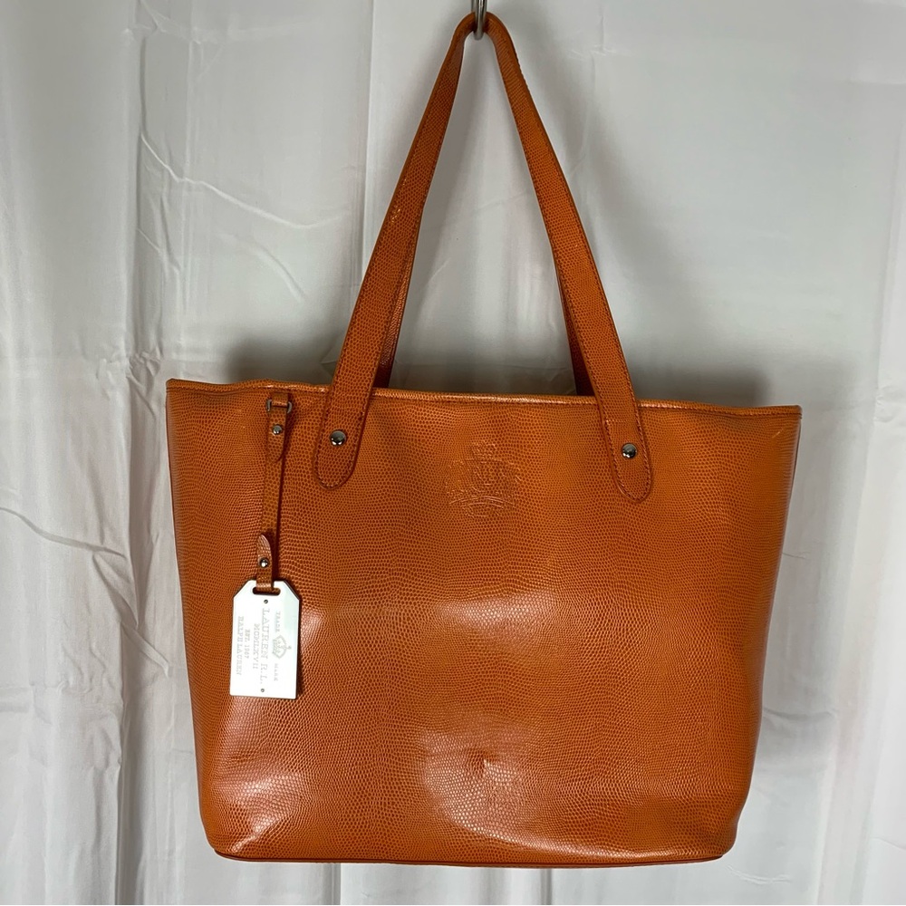 COPY - Ralph Lauren Orange Newton Classic Tote with Cosmetic Bag
Faux Leather